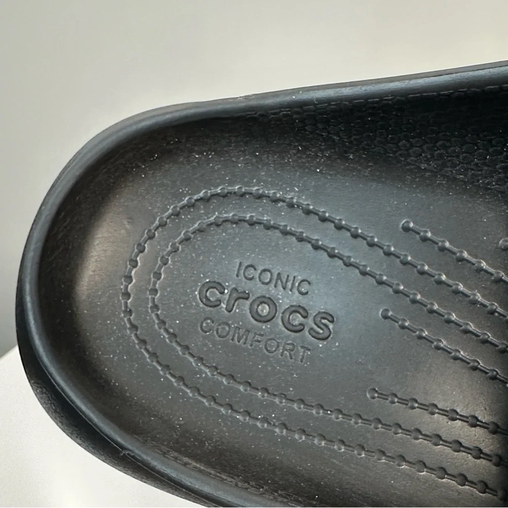 Crocs Classic Crush Slide Sandals Black Unisex Womens 12 Mens 10